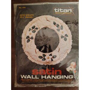 Vintage NOS Titan Needlecraft Dove Wreath, Satin Wall Hanging Christmas Craft